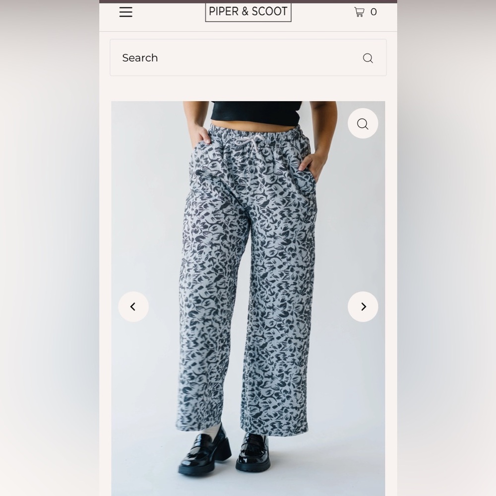 Patterned Straight Leg Pant in Dusty Blue